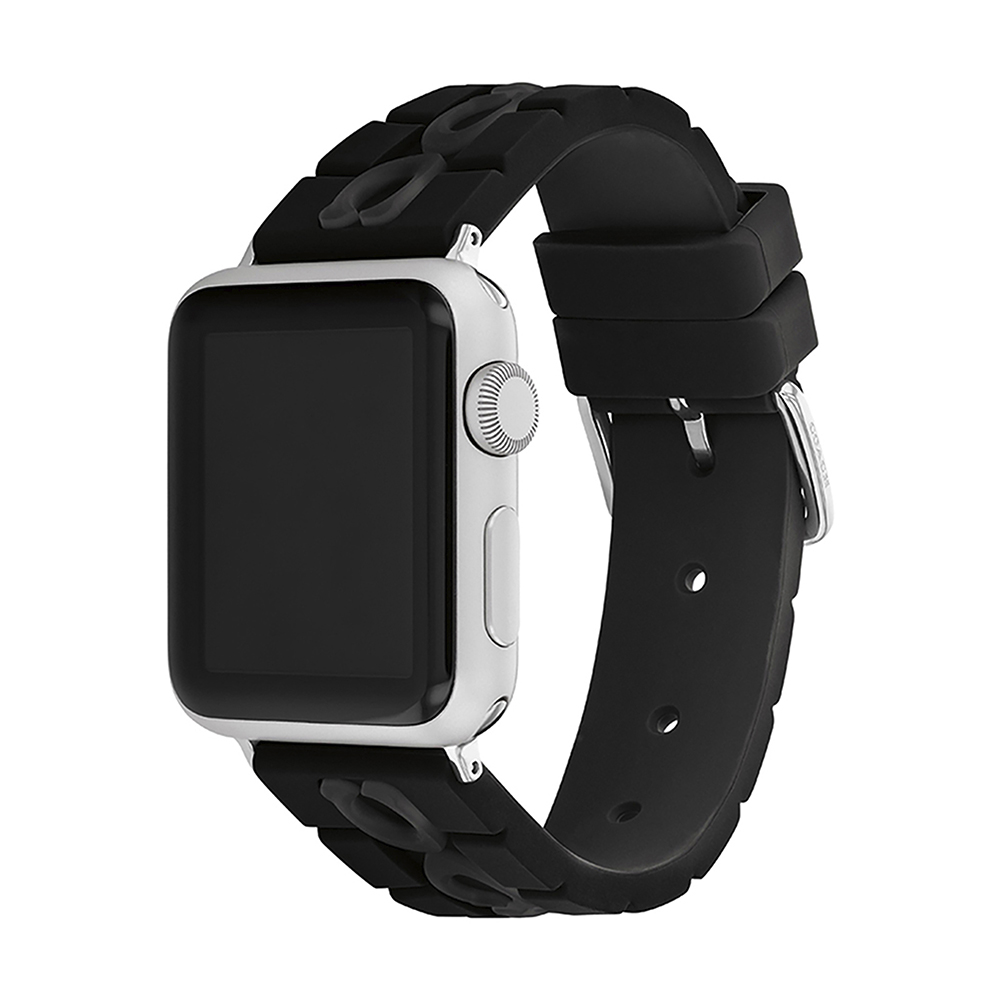 correa coach 14700220 apple watch 42-41-40 mm silicón negro           