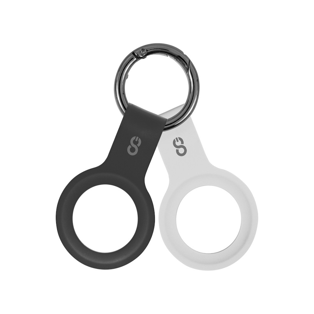 funda logiix airtag paquete con 2 silicon blanco y negro              